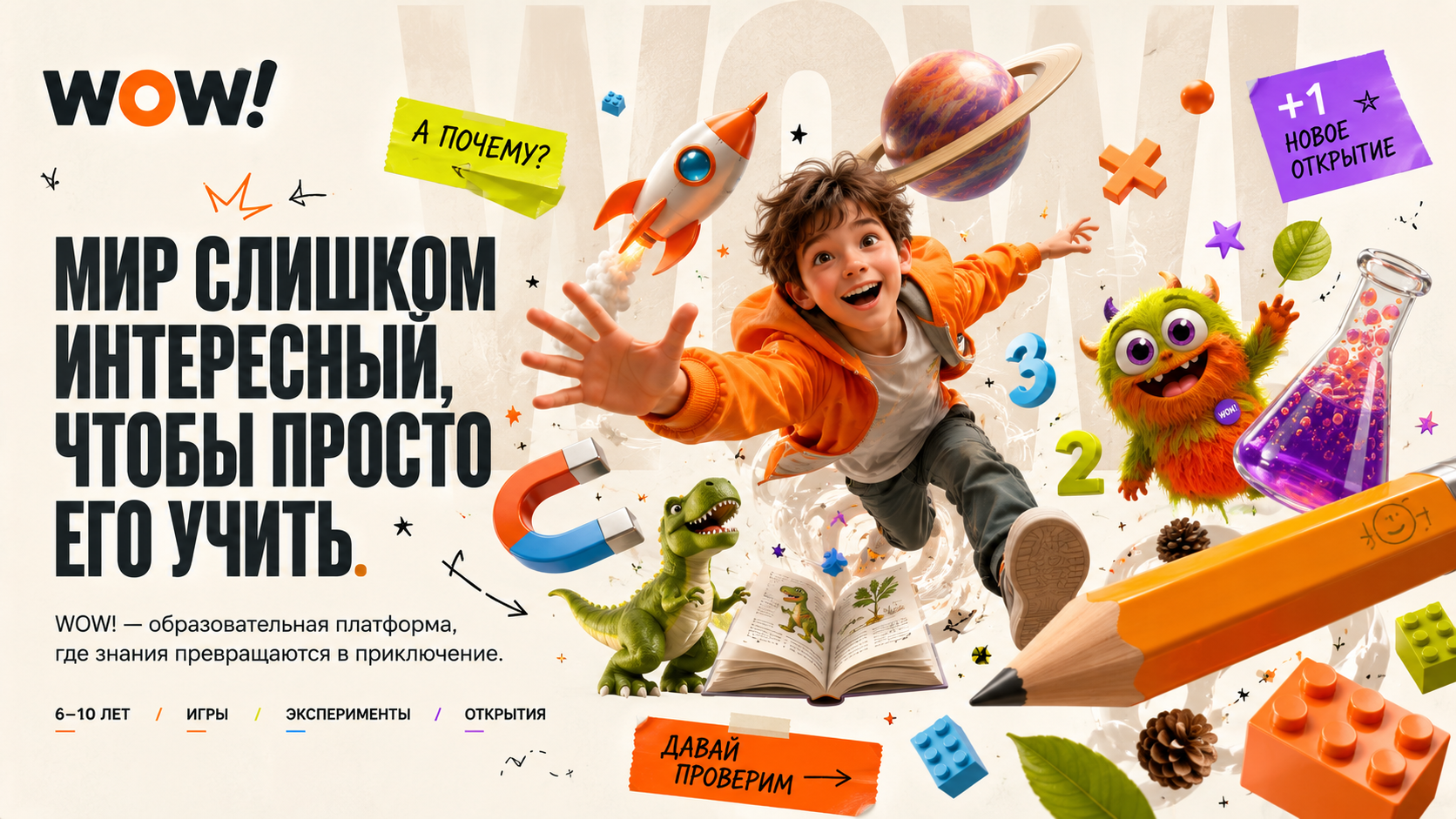 Слайд серии WOW: Мир слишком интересный, чтобы просто его учить